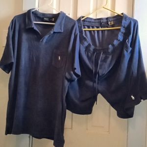 Nwot polo by Ralph Lauren nice blue terry cloth material shorts jumpsuit branew